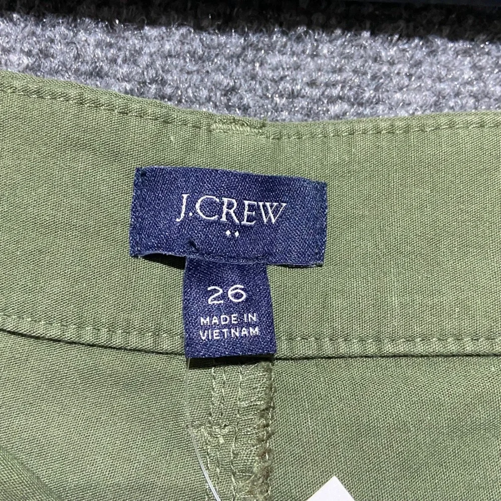 J.Crew‎ Women's 26 Olive Green Mid Rise Cotton Linen Utility Shorts CJ117 NWT
